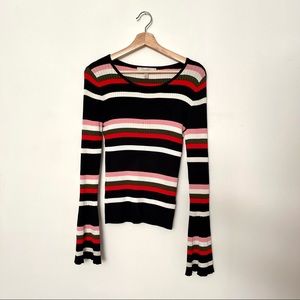 Long Sleeve Striped Knit Top